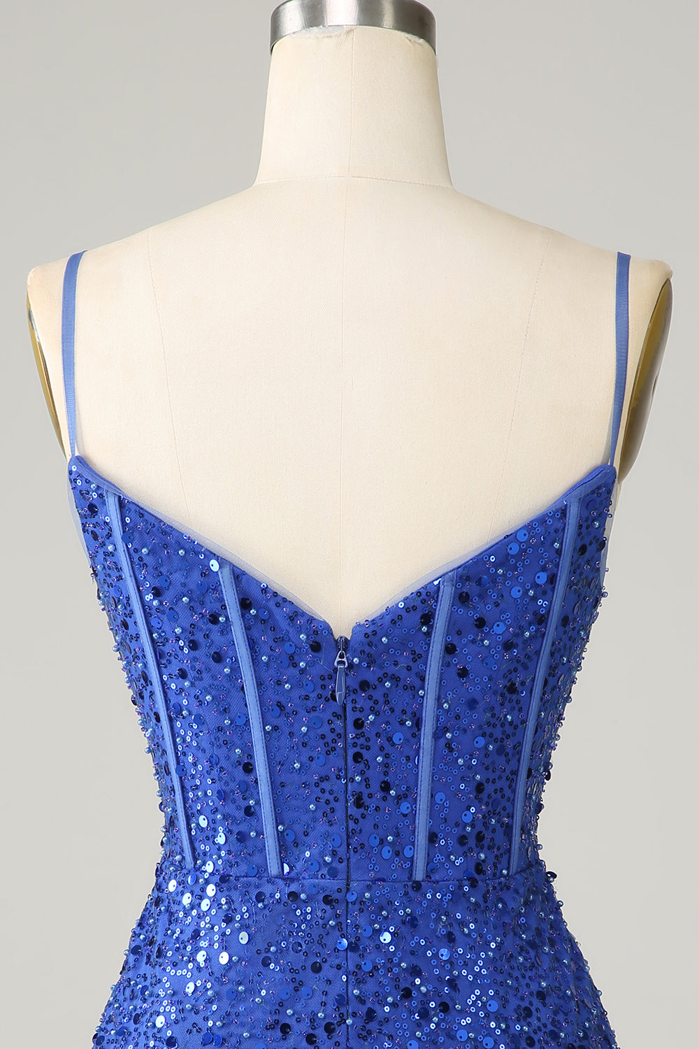 Royal Blue Bodycon Sparkly Spaghetti stropper Homecoming Dress