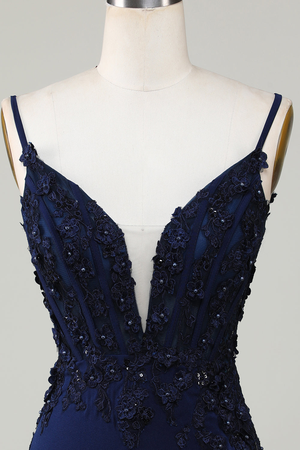 Sparkly Navy korsett Tight Short Homecoming kjole med blonder