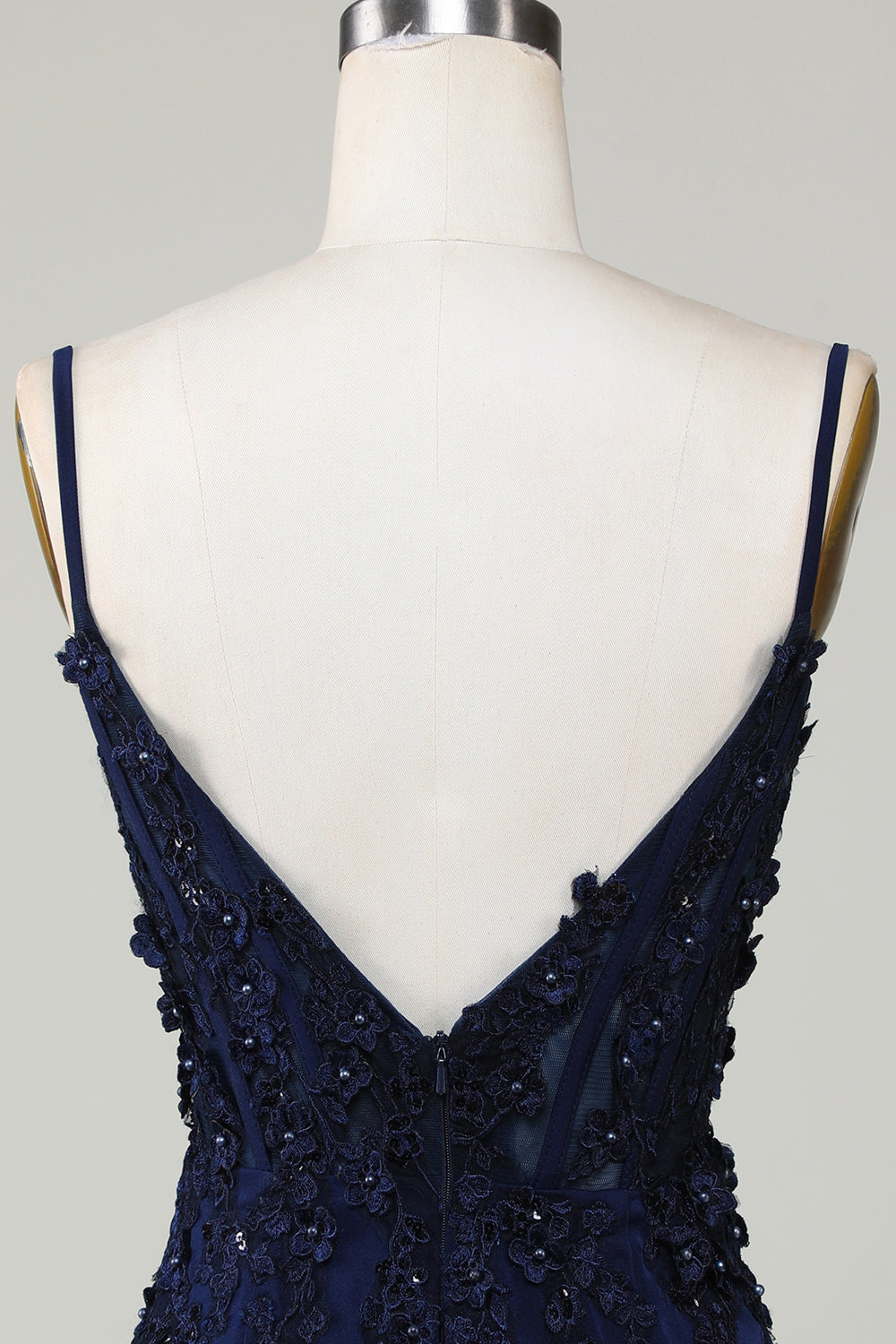 Sparkly Navy korsett Tight Short Homecoming kjole med blonder