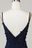 Sparkly Navy korsett Tight Short Homecoming kjole med blonder