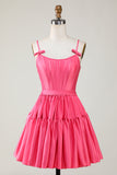 Trendy A-Line Spaghetti stropper Svart Kort Homecoming Dress