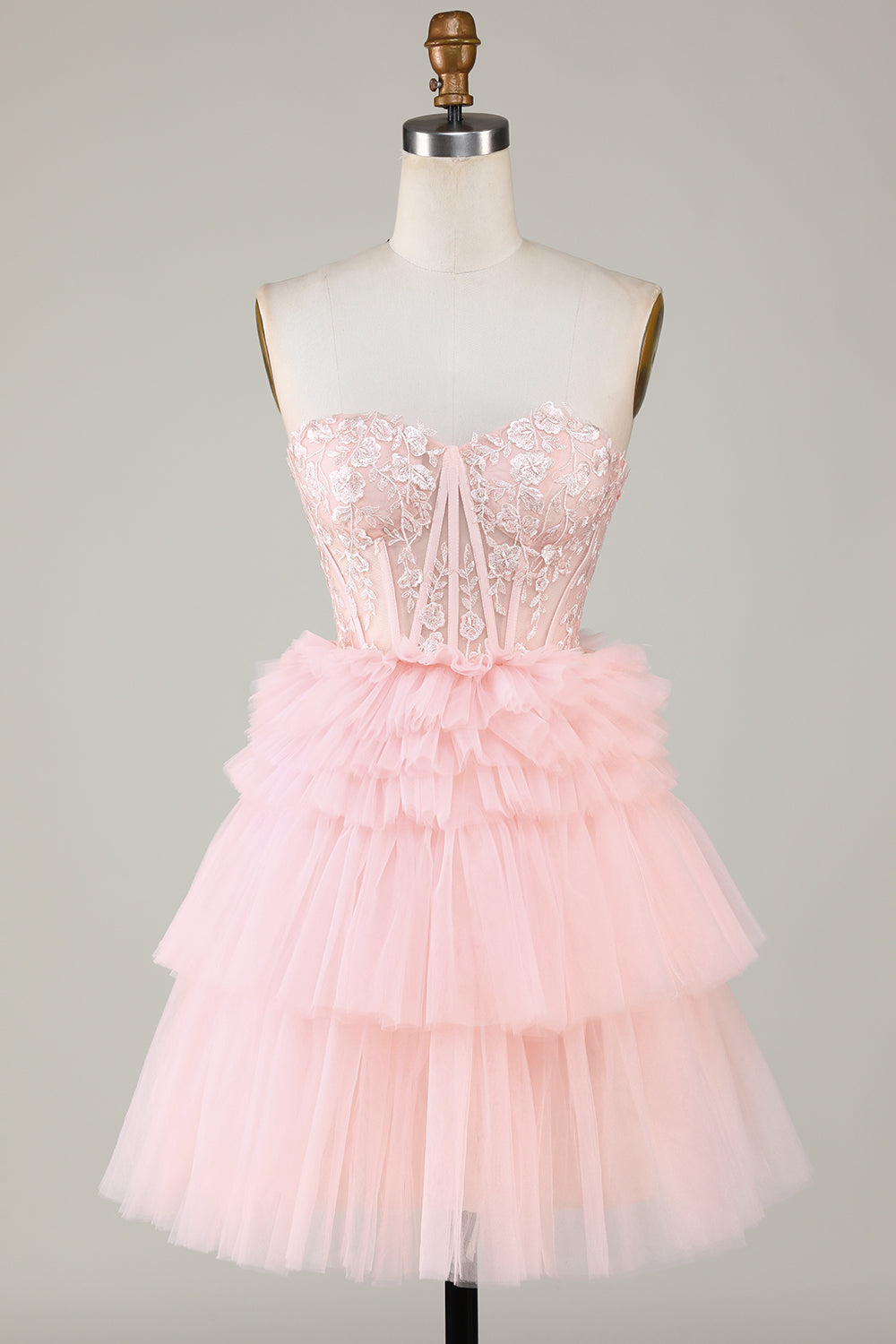 Søt A-Line Sweetheart Blue Corset Kort Homecoming kjole med Ruffles