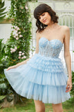 Trendy A-Line Sweetheart Pink Short Homecoming kjole med volanger