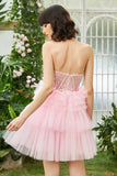 A-Line Sweetheart Pink Short Homecoming kjole