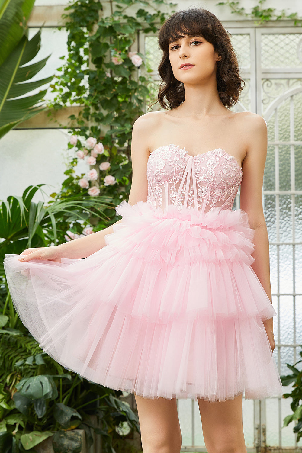 A-Line Sweetheart Pink Short Homecoming kjole