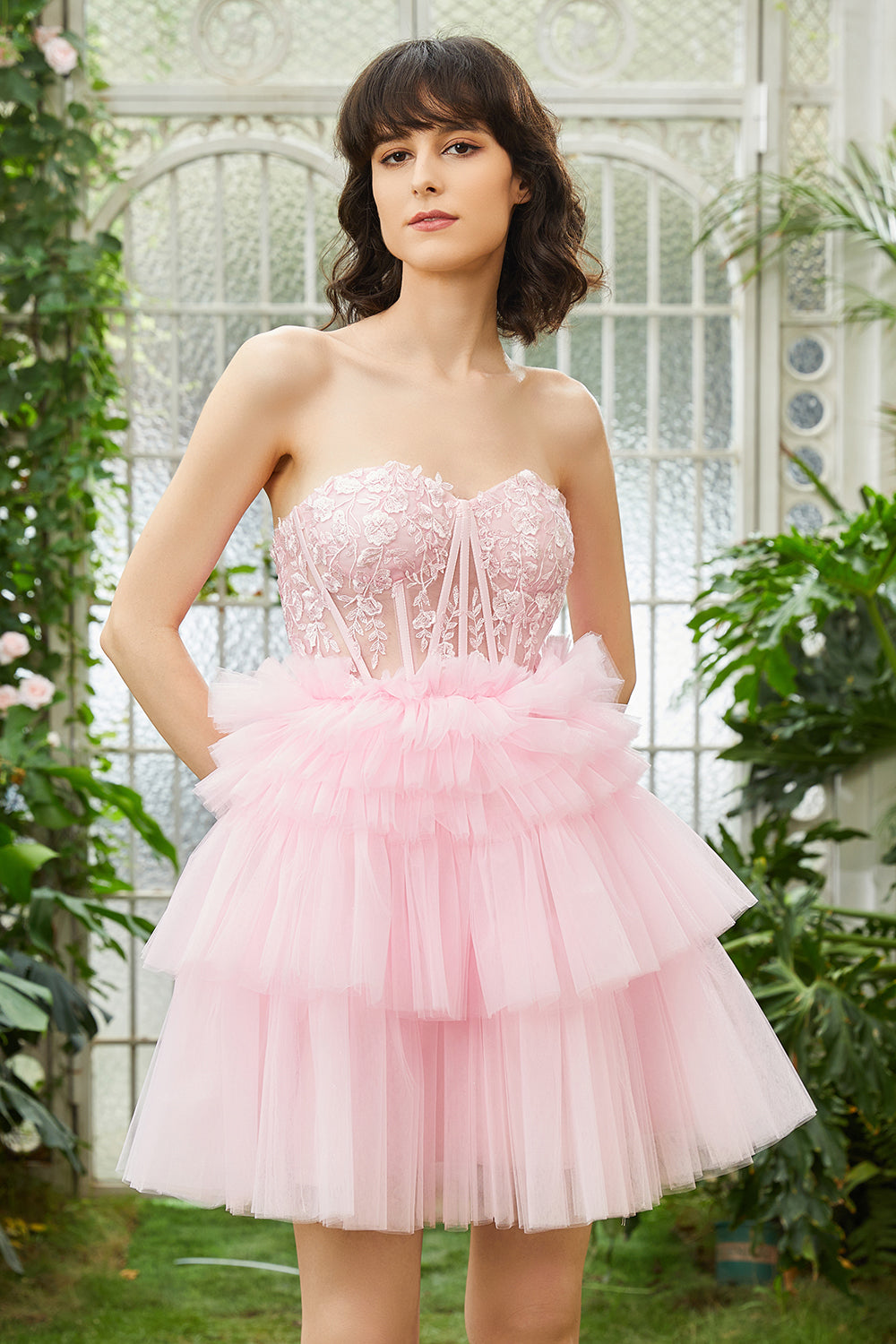 A-Line Sweetheart Pink Short Homecoming kjole