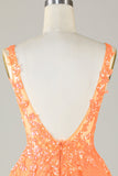 Sparkly Orange A Line Glitter Homecoming kjole med paljetter
