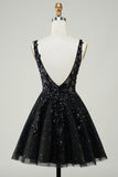 Sparkly Orange A Line Glitter Homecoming kjole med paljetter