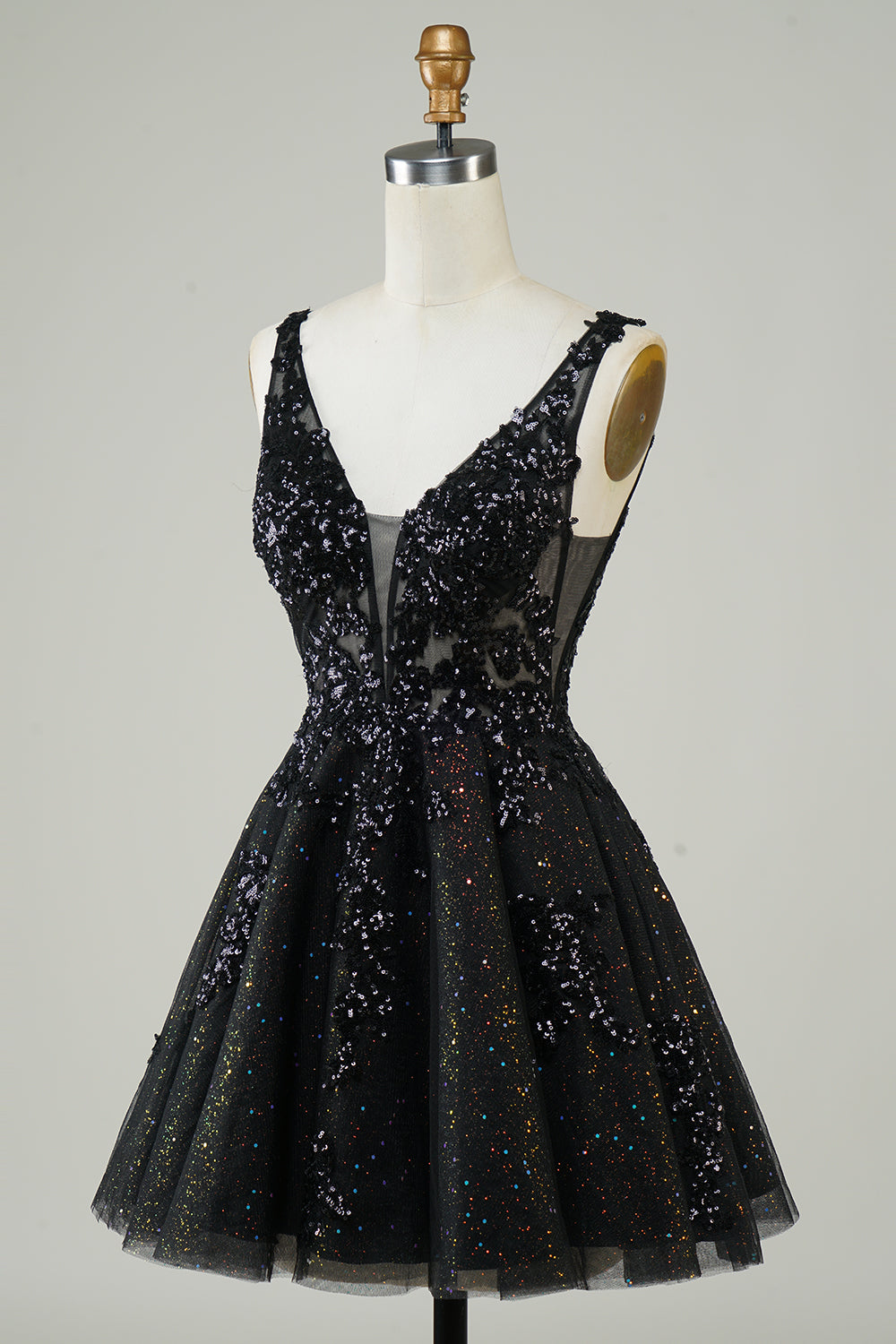 Orange A Line Glitter Homecoming kjole med paljetter