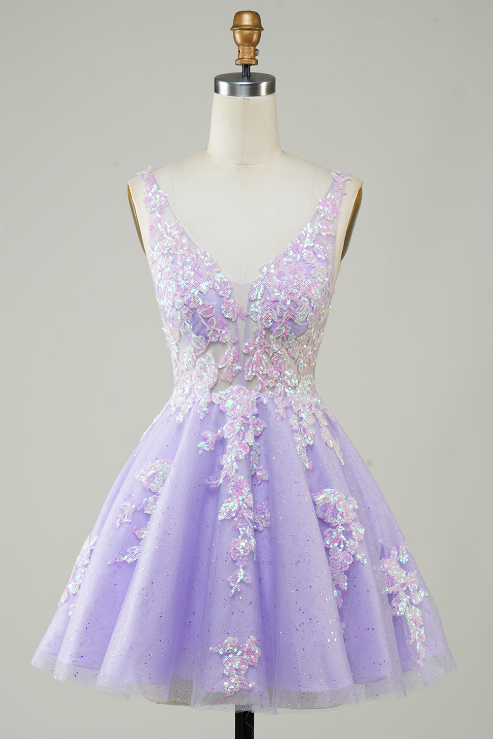 Fuchsia Sequined V Neck Ryggløs Kort Homecoming kjole