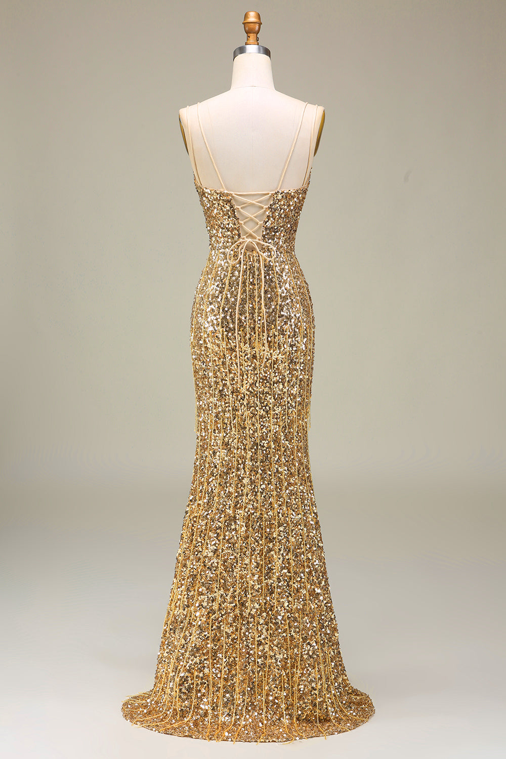Sparkly Mermaid Golden Long Prom Dress med Slit