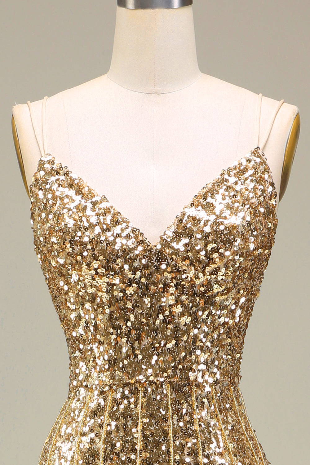 Sparkly Mermaid Golden Long Prom Dress med Slit