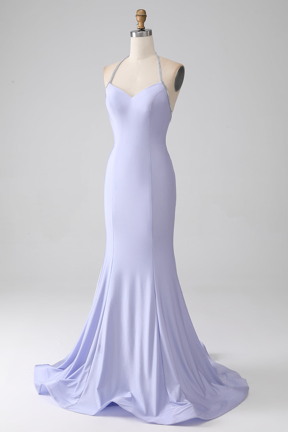 Fuchsia Mermaid Halter Neck Ryggløs Long Prom Dress