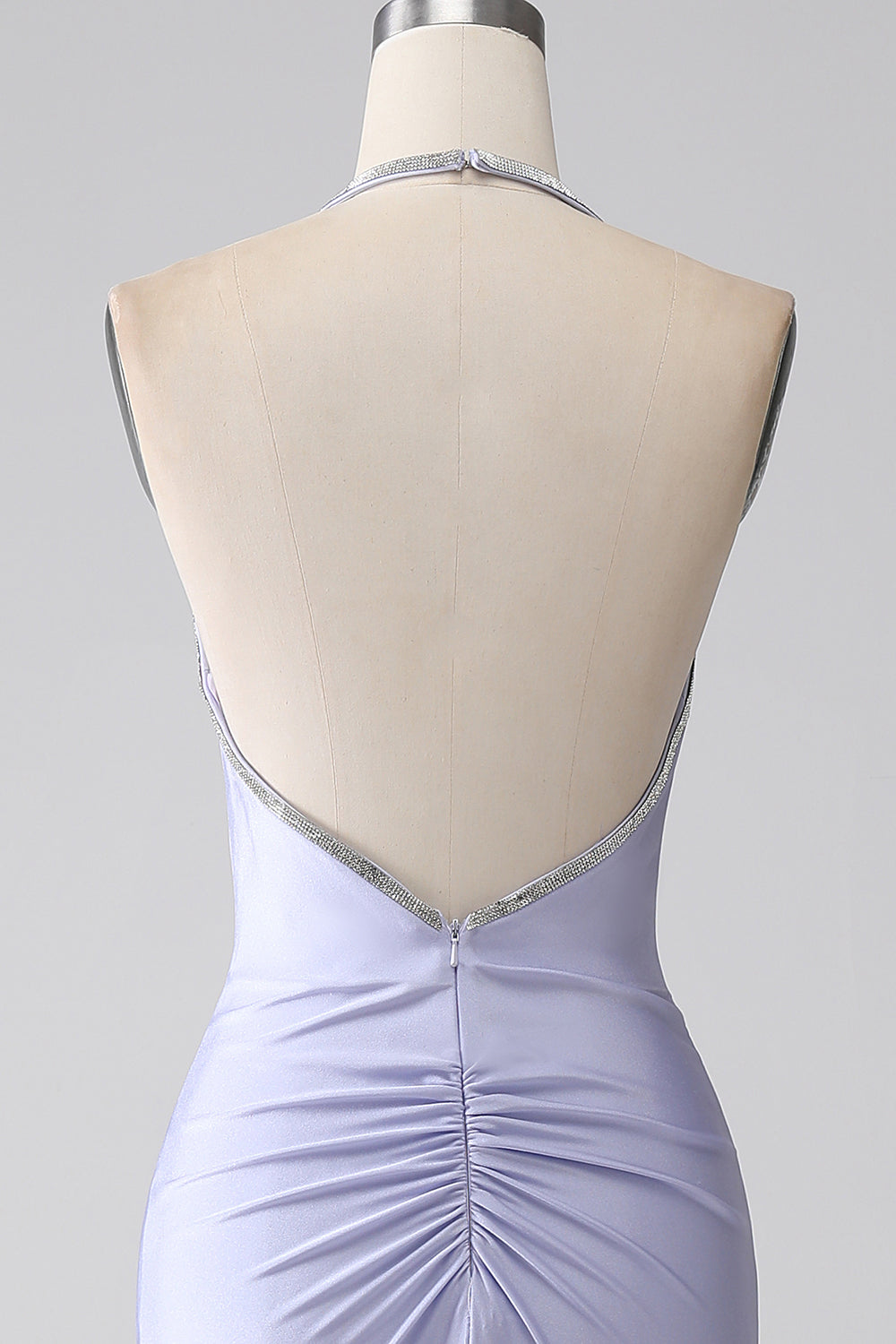 Fuchsia Mermaid Halter Neck Ryggløs Long Prom Dress