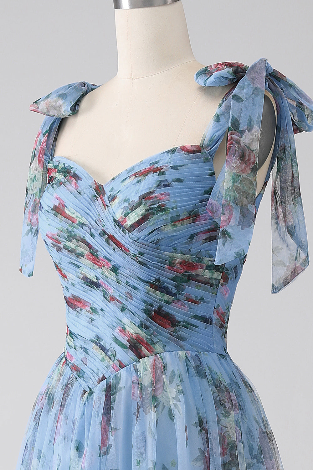 A-Line Lavendel Trykt Justerbare stropper Lang Prom Dress