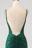 Sparkly Dark Green Beaded Long Mermaid Prom Dress med Slit
