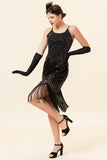 Spaghetti stropper Sequin Fringes Flapper Kjole med 1920-tallet Tilbehør Set