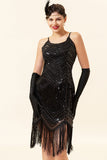 Spaghetti stropper Sequin Fringes Flapper Kjole med 1920-tallet Tilbehør Set