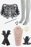 Spaghetti stropper Sequin Fringes Flapper Kjole med 1920-tallet Tilbehør Set