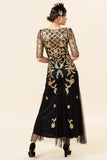 Golden Paljetter Glitter Flapper Kjole med 1920-tallet Tilbehør Set