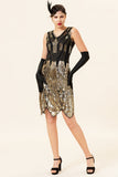 Golden Paljetter Glitter Flapper Kjole med 1920-tallet Tilbehør Set