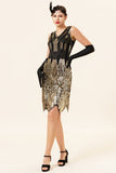 Golden Paljetter Glitter Flapper Kjole med 1920-tallet Tilbehør Set