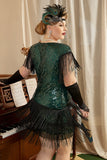 Grønn Plus Size 1920-tallet Gatsby kjole med 20s Acessories Set