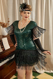 Grønn Plus Size 1920-tallet Gatsby kjole med 20s Acessories Set