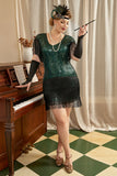 Grønn Plus Size 1920-tallet Gatsby kjole med 20s Acessories Set
