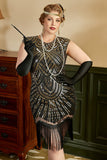 Golden Sequins Plus Size 1920 Gatsby kjole med 20s Acessories Set