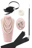 Svart Golden Cold Shoulder Fringes 1920-tallet Gatsby kjole med 20s tilbehør sett