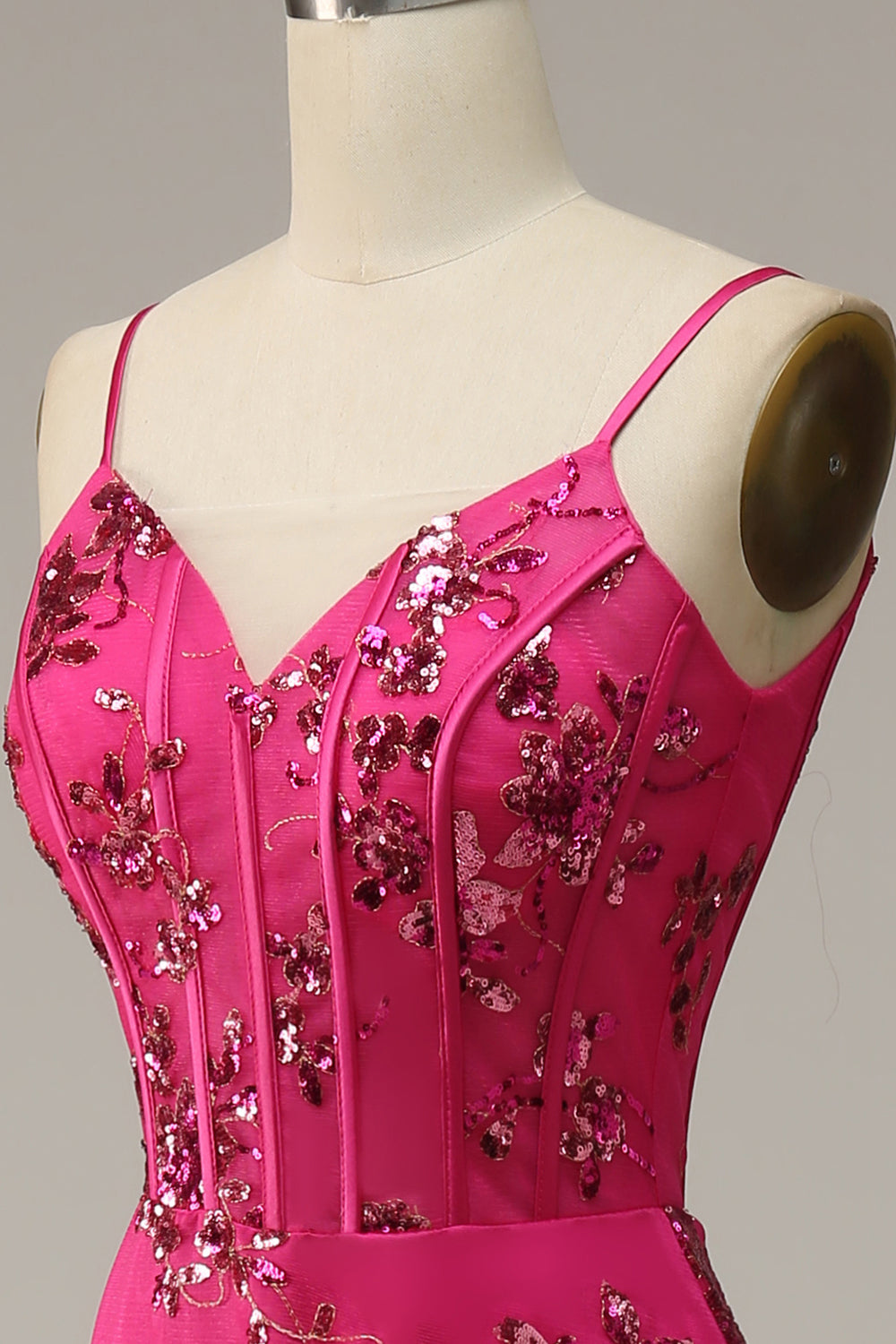 Hot Pink paljetter Print Havfrue Prom Kjole