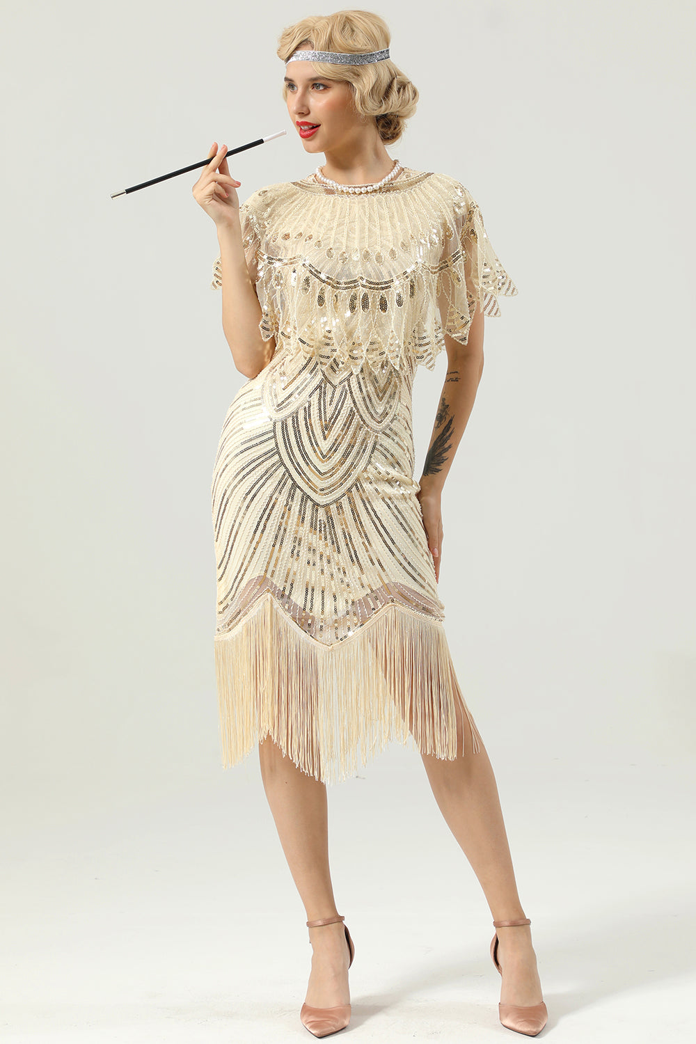 Gatsby Glitter Frynse Kjole Fra 1920-tallet