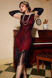 Rød Gatsby Glitter Fringe 1920-tallet Flapper Kjole