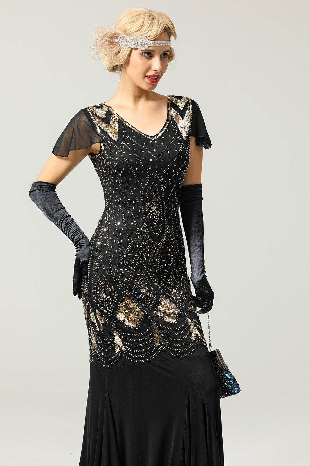 Paljett Flapper Lang Kjole Fra 1920-tallet