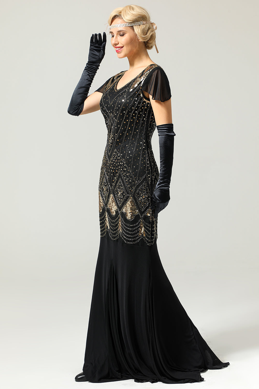 Paljett Flapper Lang Kjole Fra 1920-tallet