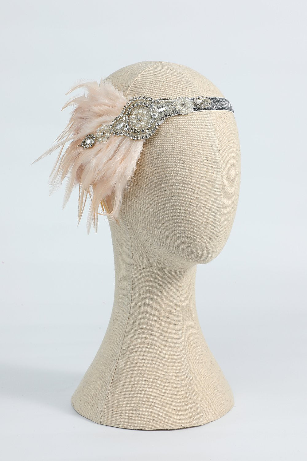 Rødme 1920-tallet beaded paljett hodebånd med fjær