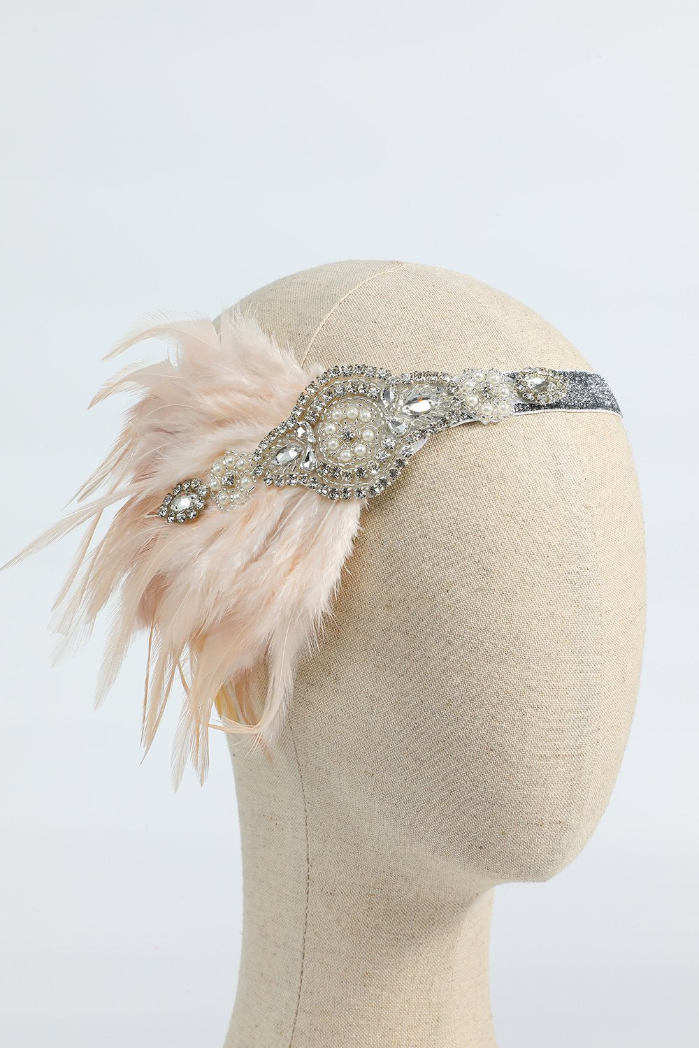 Rødme 1920-tallet beaded paljett hodebånd med fjær