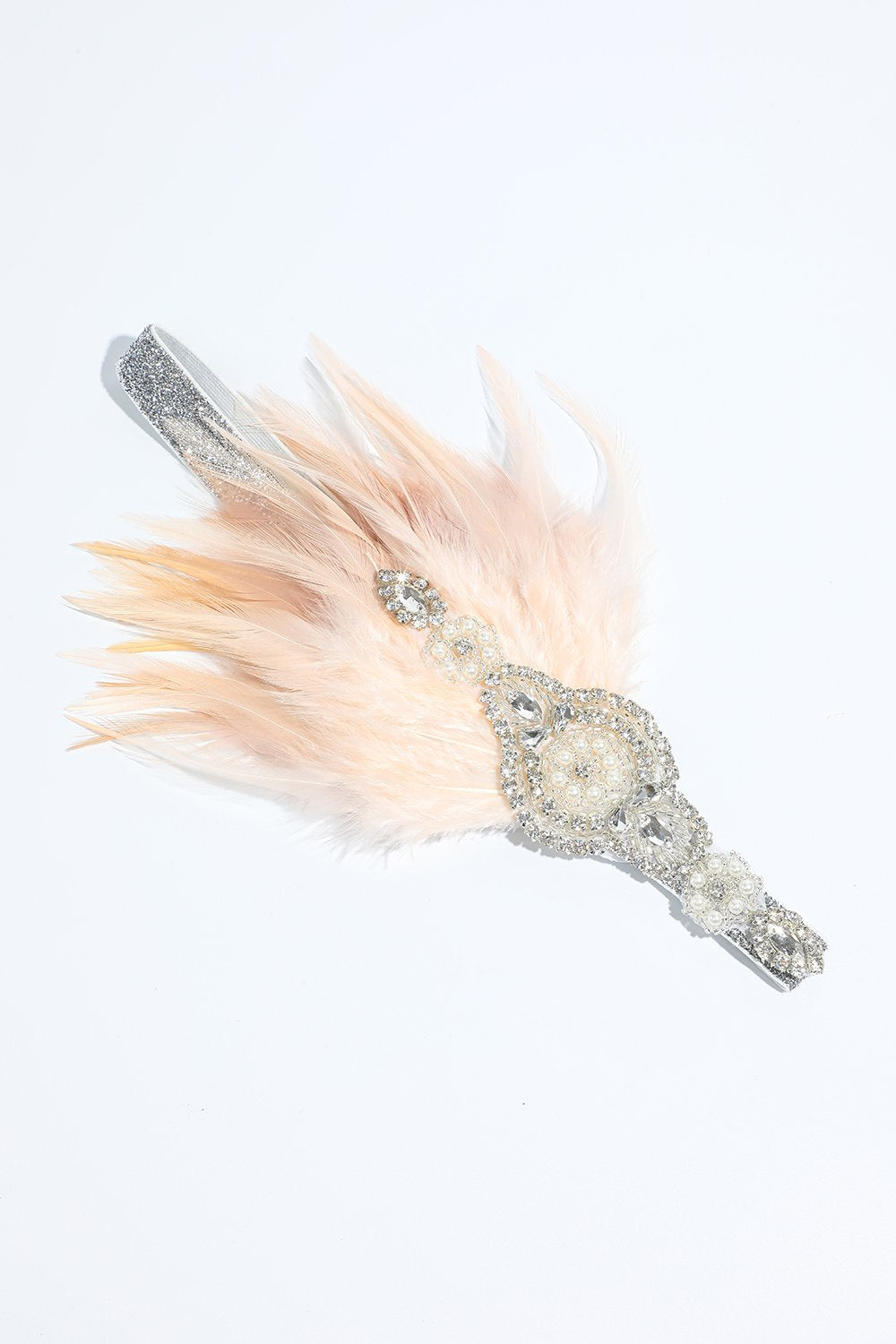 Rødme 1920-tallet beaded paljett hodebånd med fjær