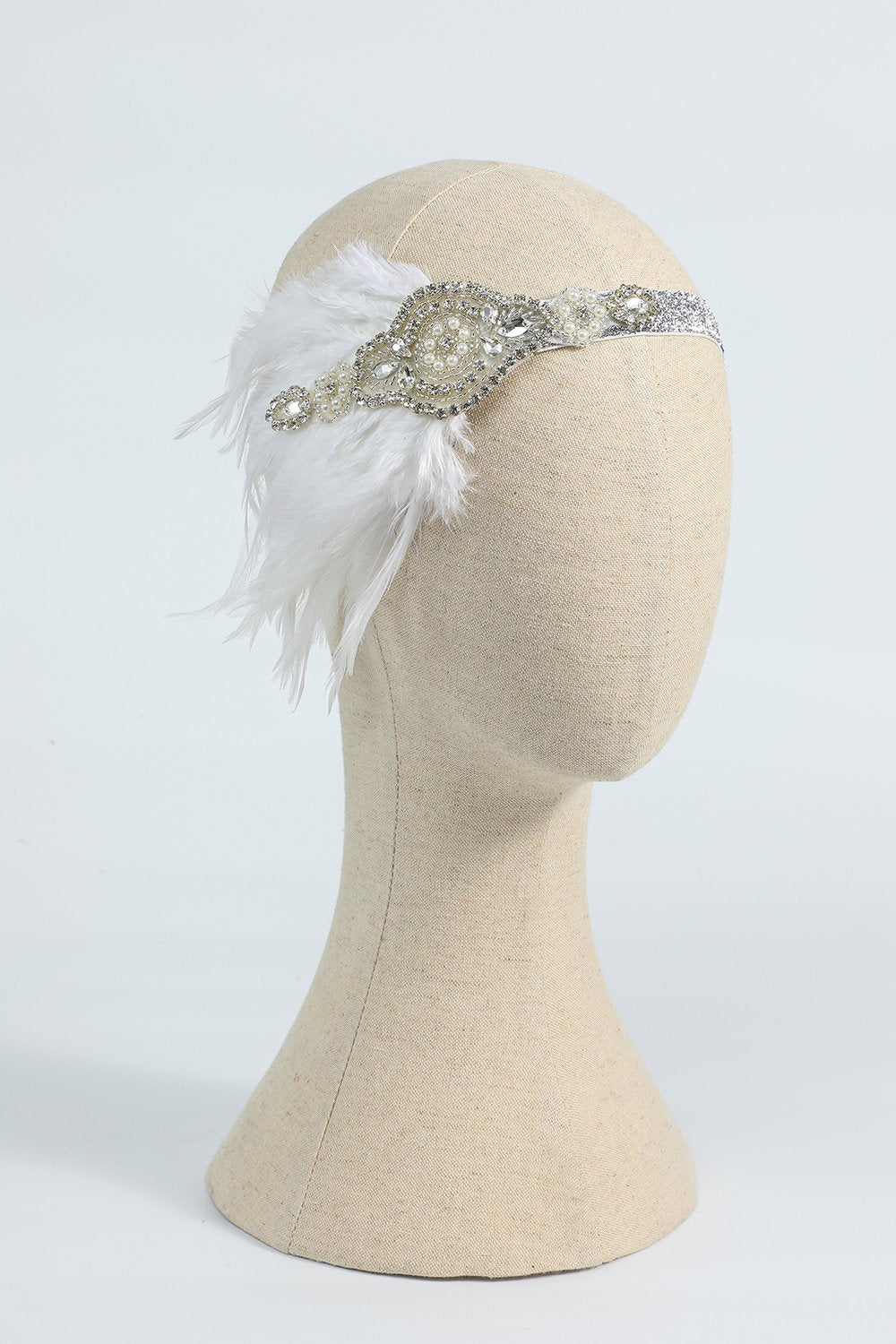 Rødme 1920-tallet beaded paljett hodebånd med fjær