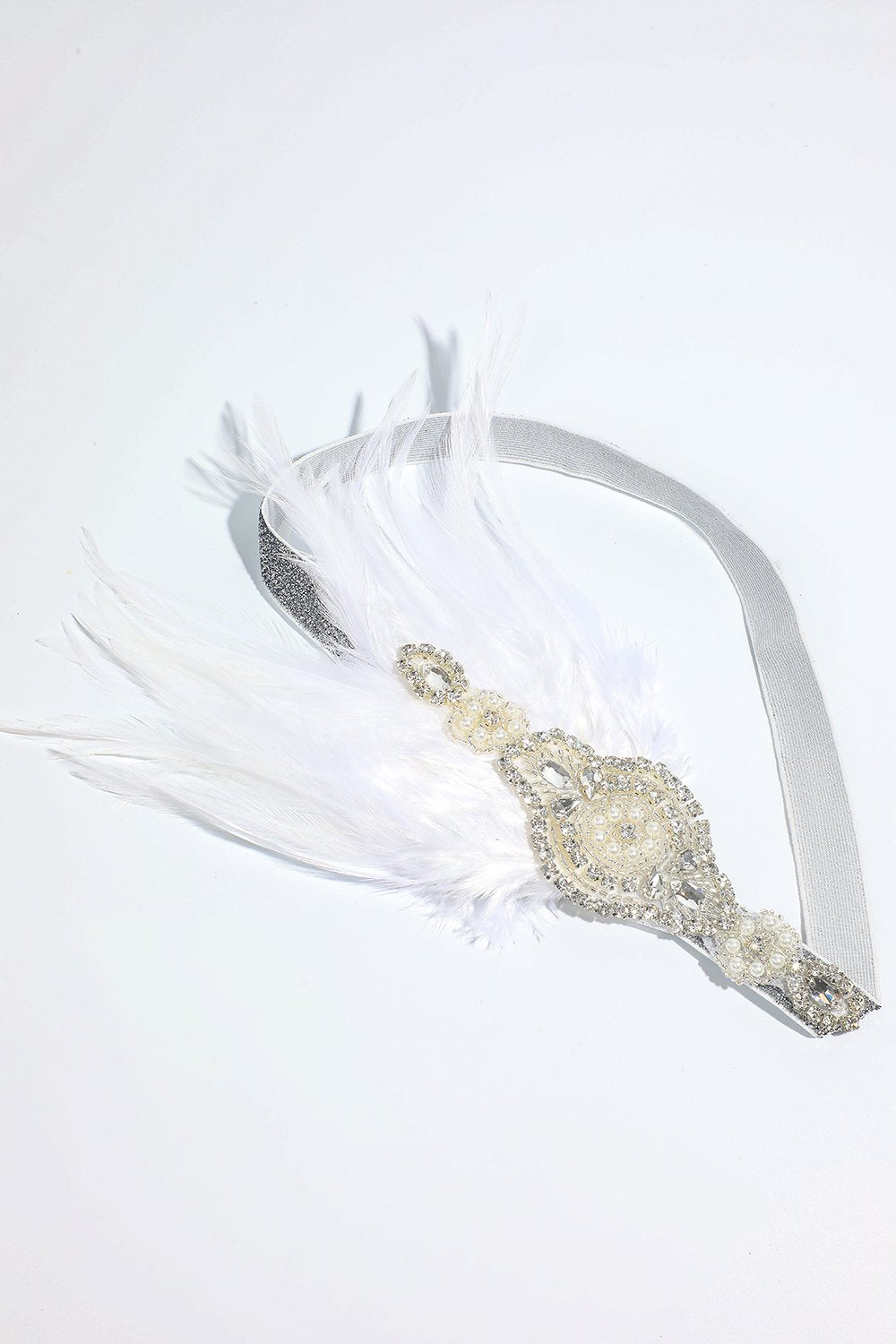 Rødme 1920-tallet beaded paljett hodebånd med fjær