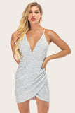 sølv paljett bodycon cocktail kjole
