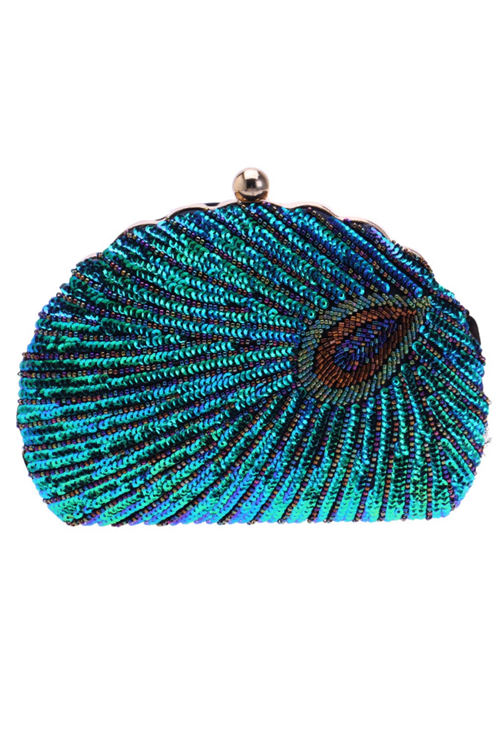 påfugl grønn beaded skall formet clutch