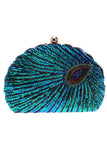 påfugl grønn beaded skall formet clutch
