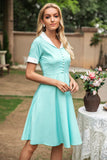 v hals 1950-tallet swing kjole