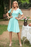 v hals 1950-tallet swing kjole