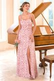 rosa floral print brudepike kjole