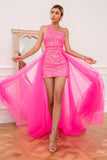 varm rosa detchable tog ballkjole