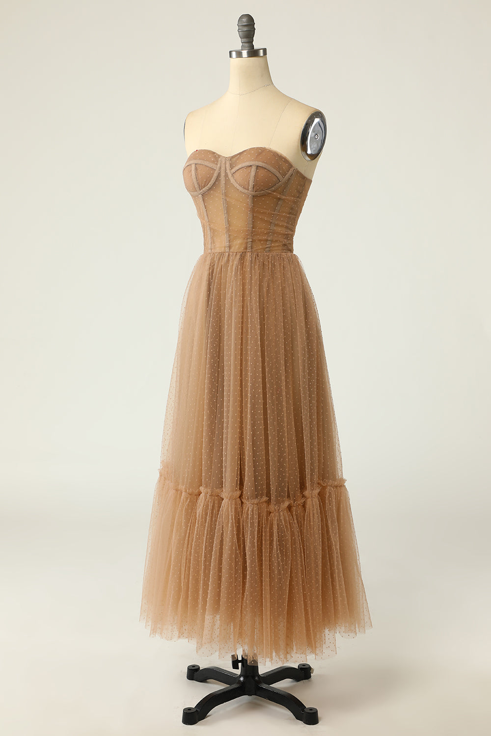 Khaki Polka Prikker Korsett Prom Kjole