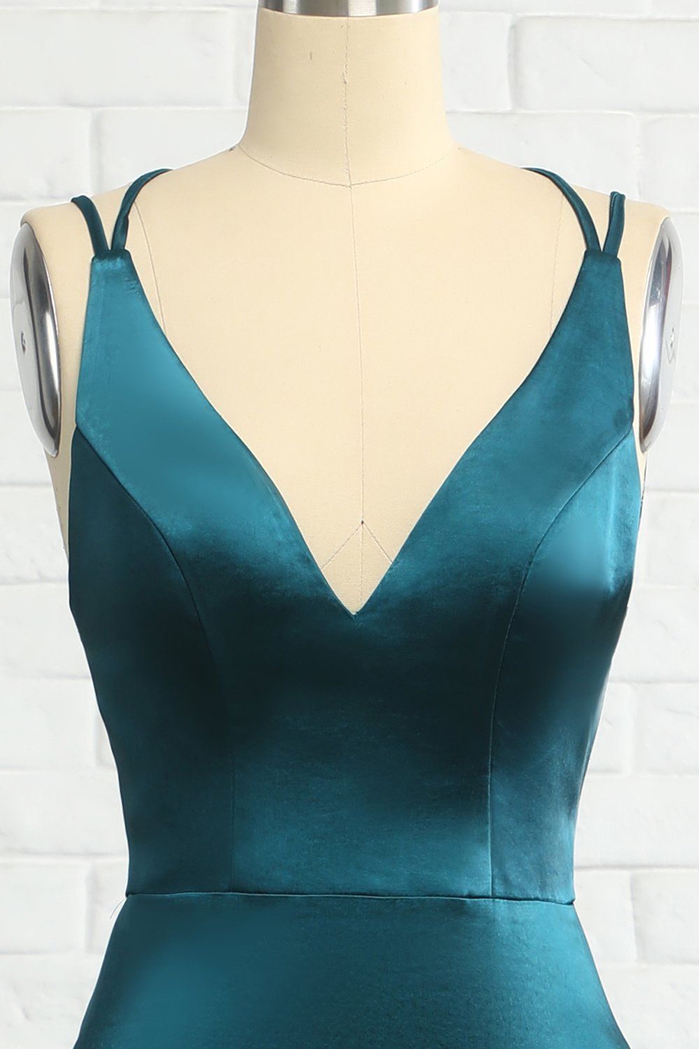 påfugl blå havfrue ryggløs lang ballkjole